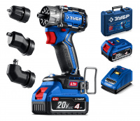 ЗУБР КОМПАКТ Комби #3, 20 В, 50 Н·м, 2 АКБ LMS (4 А·ч), бесщеточная модульная дрель-шуруповерт, кейс, ПРОФЕССИОНАЛ (DB-50-42-H3)