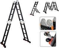 Лестница алюм. многофункц.4х4 ступ.(стрем.-229см,лестн.-465см) 13,8кг BLACK LINE STARTUL (ST9930-04)