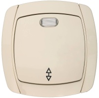 СВЕТОЗАР City light, проходной одноклавишный в сборе с подсветкой бежевый 10А/~250В, Электрический выключатель (SV-54238-B)