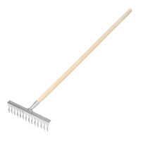 Грабли, нержавеющая сталь, 340 х 1300 мм, 14 витых зубьев, деревянный черенок, Сибртех