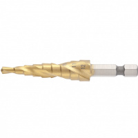 Сверло ступенчатое 4-5-6-7-8-9-10-11-12 мм, HSS, спиральный профиль, шестигранный хвостовик Matrix