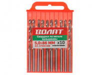 Сверло по металлу ц/х 5.0х52х86 мм HSS вальцованное, комплект из 10-ти шт ВОЛАТ