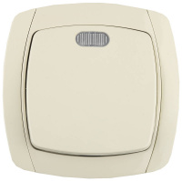 СВЕТОЗАР City light, одноклавишный в сборе, с подсветкой, бежевый, 10 А/~250 В, электрический выключатель (SV-54231-B)