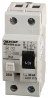СВЕТОЗАР 2-полюсный, 25 A ″AC″откл. диф.ток, 30 мА, Дифференциальный выключатель (SV-49112-30-25)
