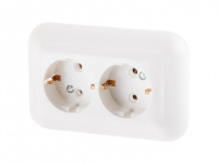 Розетка 2-ая (скрытая, с/з) белая, Эконом, Юпитер