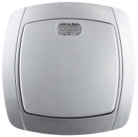 СВЕТОЗАР Акцент, одноклавишный в сборе, с подсветкой, цвет серебристый металлик, 10 А/~250 В, электрический выключатель (SV-54231-SM)