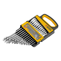 Набор ключей комбинированных трещоточных 6-19 мм, 12 шт., CrV, матовый хром Denzel