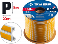 ЗУБР P-профиль, размер 9 х 5,5мм, белый, 150м, самоклеящийся резиновый уплотнитель (40922-150)