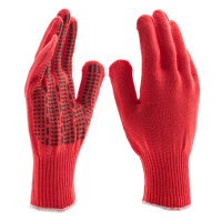 Перчатки трикотажные, акрил, ПВХ гель, "Протектор", коралл, оверлок Сибртех