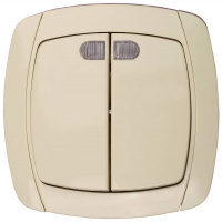 СВЕТОЗАР City light, двухклавишный в сборе, с подсветкой, бежевый, 10 А/~250 В, электрический выключатель (SV-54235-B)