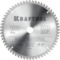 KRAFTOOL Multi Material, 190 х 20 мм, 60Т, пильный диск по алюминию (36953-190-20)