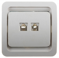 СВЕТОЗАР Гамма, телефонная, двойная, цвет белый, электрическая розетка (SV-54118-W)