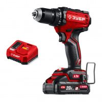 ЗУБР 20 В, 65 Н·м, 1 АКБ LMS (2 А·ч), бесщеточная дрель-шуруповерт (ДБ-65-21)