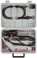 Гравер электрический, ЗУБР ЗГ-160ЭК, 220В, 160 Вт, 3.2 мм, 15000-35000 об/мин, набор насадок, цанг и державок, гибкий вал, штатив, 41 предмет, кейс