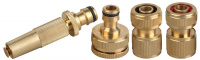 GRINDA 4 предм., поливочный наконечник, с комплектом соединительной арматуры 1/2″, адаптеры 3/4″ и 1″, из латуни, поливочный набор (8-427247)