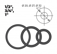 Набор сантехнических колец для американок 1/2", 3/4", 1" (2+2+2 шт.), AV Engineering