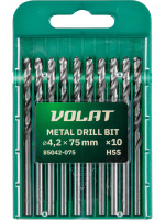 Сверло по металлу ц/х 4.2х43х75 мм HSS, комплект из 10-ти шт ВОЛАТ
