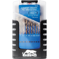 Набор сверл по металлу, 1-10 мм (через 0.5 мм) 19 шт, Р6М5, вышлиф, цилиндрический хвостовик Барс