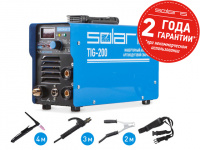 Инверторный аппарат аргонодуговой сварки SOLARIS TIG-200 + AK (TIG-MMA)