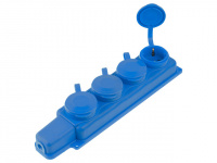 Розетка 4-ая переносная (с/з, 16А, 250В, брызг. защ.) каучук, синяя Юпитер