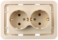 СВЕТОЗАР Гамма, двойная, с заземлением, цвет бежевый, 16 А/~250 В, электрическая розетка (SV-54107-B)