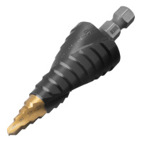 Сверло ступенчатое, 6-8-10-12-14-16-18-20-22-24-26-28-30мм, Р6М5, 6-гр. хвостовик Denzel