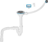 Сифон для кухни прямоточный с аварийным выходом, выпуск 3 1/2, 1 1/2"-40/50мм, AV Engineering