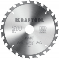 KRAFTOOL Fast, 200 х 30 мм, 24Т, пильный диск по дереву (36950-200-30)