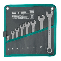 Набор ключей комбинированных 6-19 мм, 8 шт., CrV, матовый хром Stels