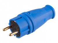 Вилка (с/з, 16А, 250В) каучук, синяя Юпитер