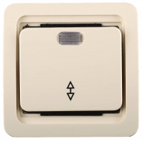 СВЕТОЗАР Гамма, проходной, одноклавишный, с подсветкой, цвет бежевый, 10 А/~250 В, электрический выключатель (SV-54138-B)