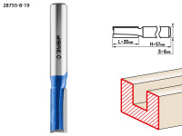 ЗУБР 8 x 19 мм, хвостовик 8 мм, фреза пазовая прямая с нижними подрезателями, Профессионал (28755-8-19)