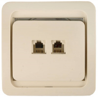 СВЕТОЗАР Гамма, телефонная, двойная, цвет бежевый, электрическая розетка (SV-54118-B)