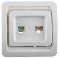 СВЕТОЗАР Гамма, комбинированная, телефонная + компьютерная, цвет белый, электрическая розетка (SV-54119-W)