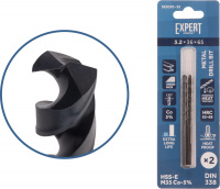Сверло по металлу ц/х 3.2х36х65 мм HSS-Co, комплект из 2-х шт Black EXPERT STARTUL