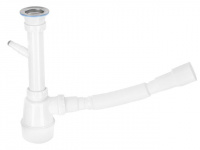 Сифон для кухни с выпуском 70мм, с отводом для стир. маш., с гибкой трубой 1 1/2" - 40/50, AV