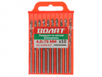 Сверло по металлу ц/х 4.0х43х75 мм HSS вальцованное, комплект из 10-ти шт ВОЛАТ