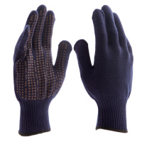 Перчатки трикотажные, акрил, ПВХ гель, "Протектор", синий, оверлок Сибртех