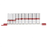 Набор удлиненных торцевых головок 3/8", 6 гранные, CrV, 8-19мм, 10 штук Matrix