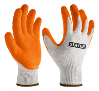 STAYER ULTRA, L-XL, х/б перчатки с рельефным латексным покрытием, противоскользящие, 13 класс (11403-XL)