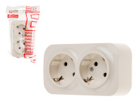 Розетка 2-ая (открытая, с/з) бежевая, Bailly, LEIDEN ELECTRIC