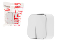 Выключатель 2 клав. (открытый, 10А) белый, Bailly, LEIDEN ELECTRIC