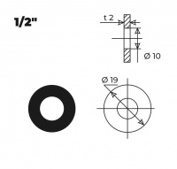 Прокладка резиновая для гибкой подводки 1/2" (50 шт.), AV Engineering