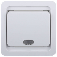 СВЕТОЗАР Гамма, одноклавишный, с подсветкой, цвет белый, 10 А/~250 В, электрический выключатель (SV-54131-W)