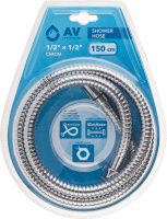 Шланг душевой SUS/EPDM, 1/2" г-г 150 см, хром, anti-twist, AV Engineering