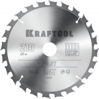 KRAFTOOL Fast 210х30мм 24Т, диск пильный по дереву