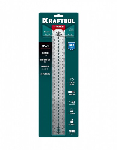 KRAFTOOL, 300 мм, высокоточная разметочная T-линейка (34403)