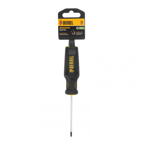Отвертка PZ0x75 мм, CrV, трехкомпонентная рукоятка Denzel