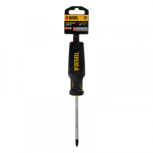 Отвертка, PH2х100 мм, S2, 3к рукоятка Denzel