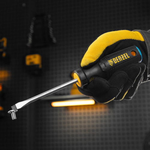 Отвертка, SL6x100 мм, S2, 3к рукоятка Denzel